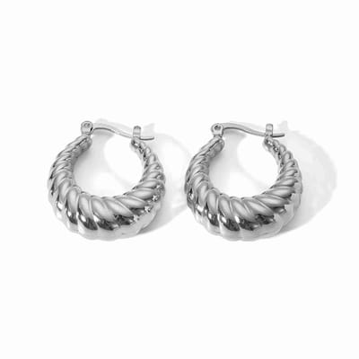 WeLoveSilver - oorringen - chirurgisch staal - bol patroon - zilver