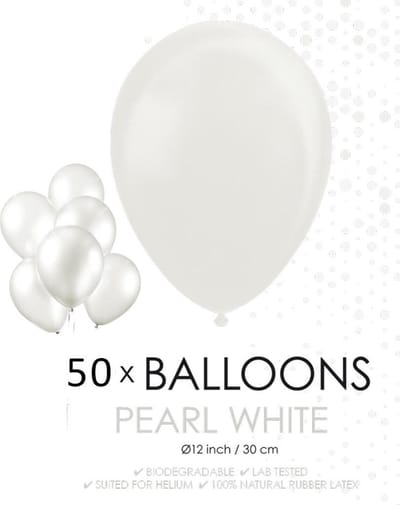Parel witte ballonnen 30 cm.