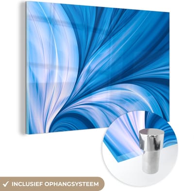 ® Glasschilderij 180x120 cm - Schilderij acrylglas - Blauw - Abstract - Design - Foto op glas - Muurdecoratie woonkamer - Wanddecoratie slaapkamer - Schilderijen