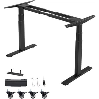 VEVOR in hoogte verstelbaar bureauframe, elektrisch bureauframe tot 125 kg, 3-traps tafelpoten met 2 motoren, geheugenfunctie, hoogteweergave, botsingsbeveiliging, USB-aansluiting, bureauonderstel voor kantoor, zwart
