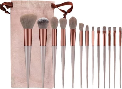 13 Piece Makeup Brush Set - PU Leather Cosmetic Bag - Champagne Gold - Eye Brush Set - Makeup Brushes - Gift for Girls - Vrouwen - Verjaardag - Valentijnsdag