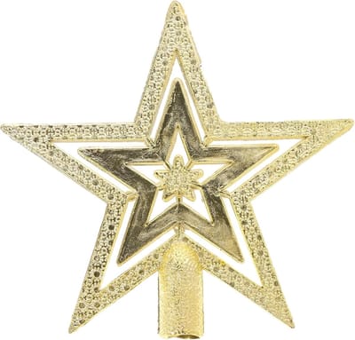 Kerstboompiek ster 10 cm goud voor feestelijke boomdecoratie, luxe kerstversiering en stijlvolle aankleding