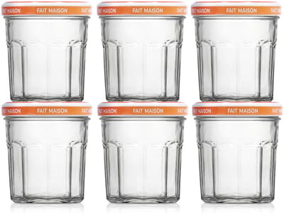Le Pratique | Jampotten met Deksel (6x 200ml) | Geschikt voor Warm Afvullen | Ø70mm | Set van 6 Confituurpotten met Twist-Off Deksel - Made in France