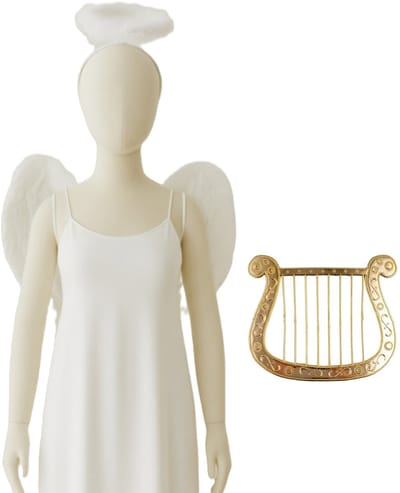 Ruhhy Engel verkleedaccessoires set - wit - engelen vleugels - 3-delig - carnaval / kerst thema