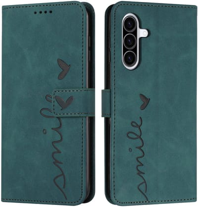 Coverup Hoesje - Geschikt voor Samsung Galaxy A57 Hoesje - Coverup Smile Book Case - Groen