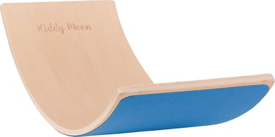 KiddyMoon Montessori Balance board boor kinderen - Houten speelgoed voor lichaamscoördinatie - Balanceren voor Baby's - Ontwikkeling - Glijbaan peuter - Vilt Blauw Natuurlijk