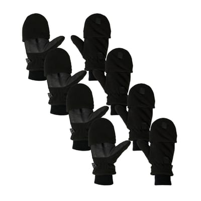 Thermo Handschoenen fingertop - Heren - Zwart - 4-Paar - Voordeel - L/XL