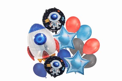 Raket Ballonnen set - 13 delig - Raket Verjaardag Versiering - Raket Ballonnen - Raket Kinderfeestje - Raket Feestpakket - Folieballon / Heliumballon - Raket XL Ballon - Feestversiering - Kinder Verjaardag
