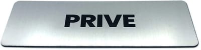 Deurbordje met Tekst prive - Formaat 150 mm x 50 mm x 1,6 mm - Incl. plakstrip | Geborstelde RVS-look toplaag | Gratis Verzending | Decoporta
