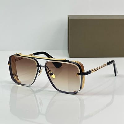 Heren Luxe Zwart Goud Diamantgeslepen Pilot Zonnebril Limited Edition Topkwaliteit Handwerk Dubbele Brug Legering Zonnebril As pictures