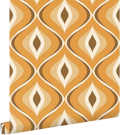 ESTAhome behang retro ornamenten bruin, beige en oranje - 50 x 900 cm - 132001