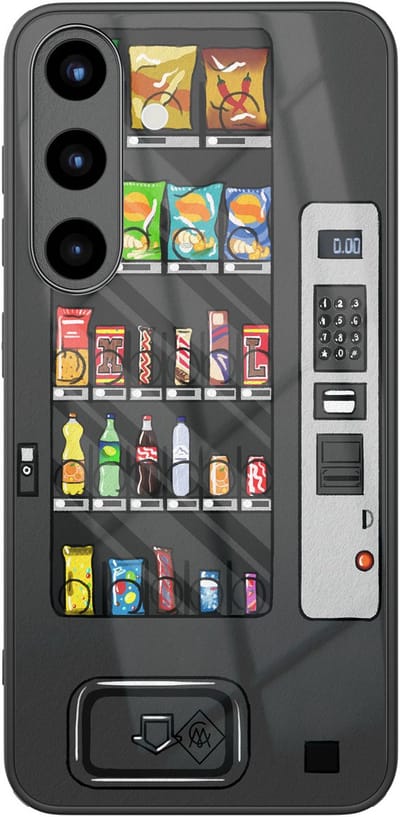 Casimoda® hoesje - Geschikt voor Samsung Galaxy S25 - Snoepautomaat - Luxe Hard Case Zwart - Backcover telefoonhoesje - Multi