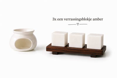 AFECTO verrassing: 3 Amberblokjes Luxe Geurblokjes – compleet met presenteerplankje , brander en rasp - Handgemaakt – Mix van Geuren – Langdurige Natuurlijke Geur – Voor Huis, Kast, Auto of Cadeau – Marokkaanse Amberblokjes