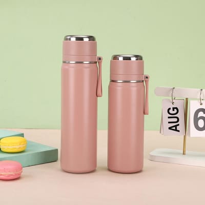 Tasse à vide de séparation de thé et d'eau en acier inoxydable Tasse à eau portable pour étudiant de haut niveau Tasse à bouchon de saut Tasse droite 500ml