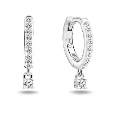 Juwelier Zwartevalk zilveren (gerhodineerd) oorbellen met zirkonia - 22.291