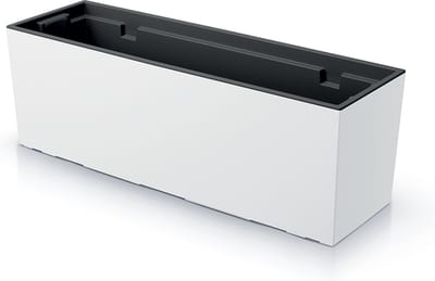 Prosperplast - Urbi Case Bloempot met inzet - Rechthoekige bloempot UV-bestendig (580x180x195mm, Wit)