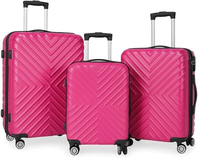 3-delige 55/75/115L harde kofferset ,Lichtgewicht ABSkofferset,Reiskoffers set3 stuks,Harde koffers met 4 wielen ,Moderne kofferset V-patroon , trolleykoffers set,Handbagage en ruimbagage koffer,Kofferset met telescopische trekstang,Luggage set