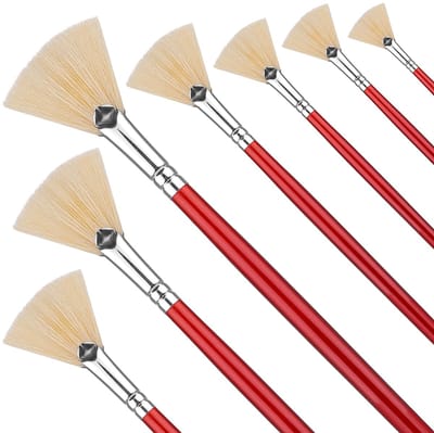 Penselenset, waaierpenselen voor het schilderen Varkenshaarborstels met lange steel Professionele kunstenaarspenselen voor acrylschilderen, olieverfschilderijen, aquarelschilderen