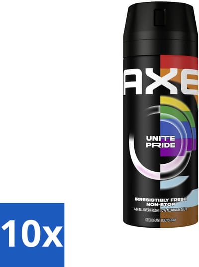 10 x AXE - Deodorant Spray - Unite - Verzorgend - Kruidige Geur - 150 ml - Deodorant Spray - Zweetvermindering - Geurneutralisatie - Frisheid - Zinktechnologie