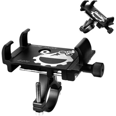 Fiets Mobiele Telefoonhouder Aluminiumlegering Schokbestendig Telefoonmontage voor Elektrische Motorfiets black