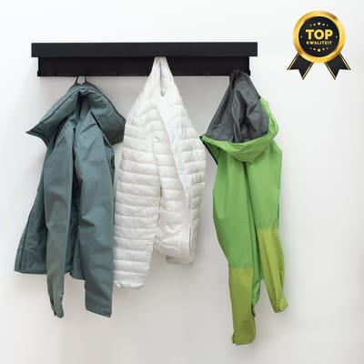 Eleganca Industriële Wandkapstok – 79 cm lang - Kapstok voor muurmontage - Veilig voor kinderen - 14 haken - Topkwaliteit -Metaal - Zwart