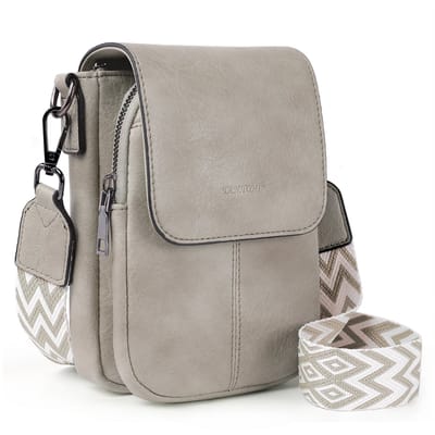 TAN.TOMI Schoudertas - Crossbody Tas - Crossbodytas - Dames Telefoontasje – Grote Capaciteit – PU Lederen Crossbody Tas met Portemonnee – Verstelbare en Afneembare Brede Schouderband - Grijs