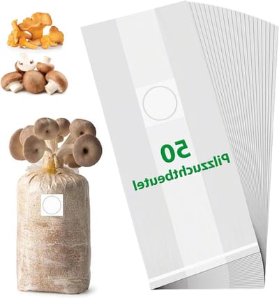 50 Stuks Groeiende Paddenstoelen Zakjes: Transparante Tassen voor Paddenstoelen, Filterzakken voor Shiitake, Oester en Enoki Paddenstoelen, Ideaal voor Thuisgebruik