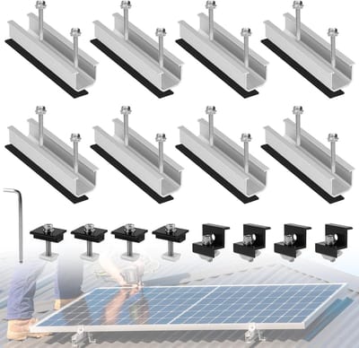 8 x 12 cm Solar Holder Flat Roof Montagekit voor Balkon en Zonnepaneel Bevestiging met Eindklemmen en Center Clips voor Photovoltaïsche Systemen