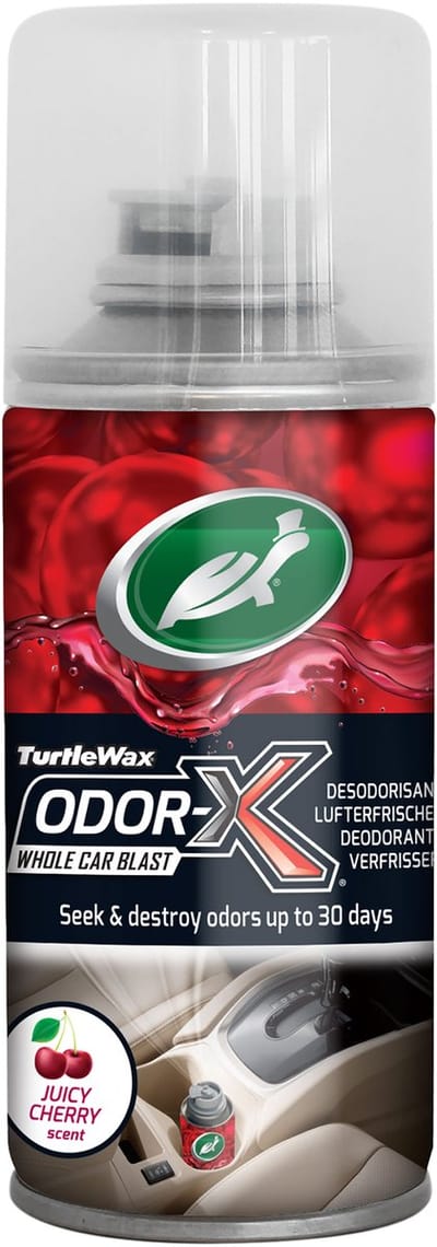 Turtle Wax Odor-X Car Blast Fogger Cherry - alles-in-één geur verwijderaar – Voor textiel, tapijt, hemelbekleding en ventilatiesystemen - Pakt diep geabsorbeerde geuren aan – Met een verfrissende kersengeur - 100ml