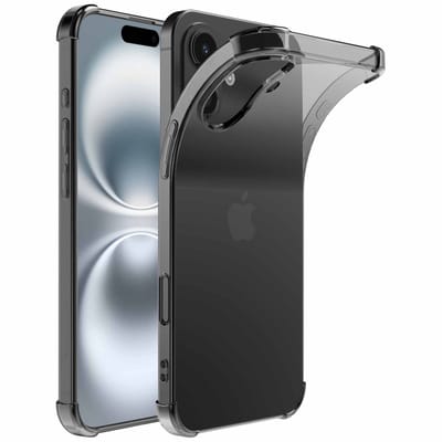 Geschikt voor iPhone 16 Plus Telefoonhoesje Doorzichtig Siliconen met Bumper Stootrand - Shockproof Back Cover Case - Zwart - ProtX
