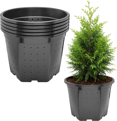 Garronda Set van 5 vierkante kunststof bloempotten met drainagegaten (Zwart, Ø25 x 20 cm – 7,5 L) GD-KW-RSC