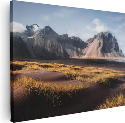 Artaza Canvas Schilderij IJsland - 40x30 cm - Klein - Wanddecoratie Natuur - Muurdecoratie Landschap - Kamer Accessoires Bergen