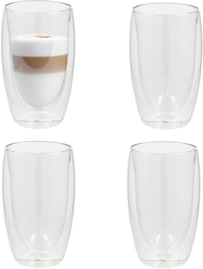 Gerimport Thee glazen Luz - 4x - dubbelwandig - glas - 450 ml - D9 x H15 cm