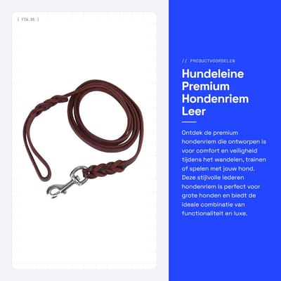 Dailygoods- Hondenlijn Premium Leer - Hondenriem voor Grote Honden - Trainingslijn - Donkerbruin - 2,1 m - Schokbestendig Design