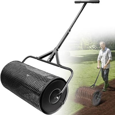 Compoststrooier - Gazonstrooier meststrooier - Gazon onderhoud - Verstelbare T-handgreep - 60 cm breed - Zwart