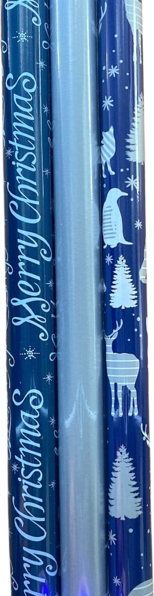 FESTIVE GIFTS Inpakpapier - Cadeaupapier - 200 x 70cm - 3 rollen - Kerst - Luxe Cadeauverpakking - Kleurrijk