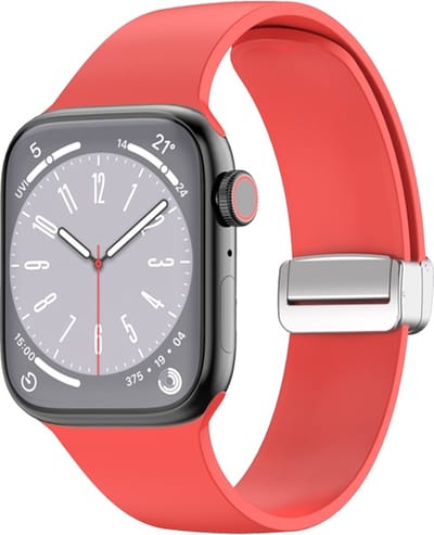 By Qubix - Geschikt voor Apple Watch bandje - Siliconen bandje - Folding Buckle - Rood - Geschikt voor Apple Watch 38mm / 40mm / 41mm / 42mm - siliconen sport bandje - smartwatchbandje