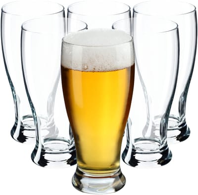 KADAX Bierglazen, 565 ml tarwebierglazen, vaatwasmachinebestendige drinkglazen, duurzame biertouwen met stabiele basis, tarweglazen voor bier, dranken (6 x 565 ml)