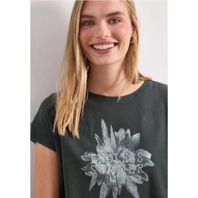 Shirt met hangende schouder en artwork