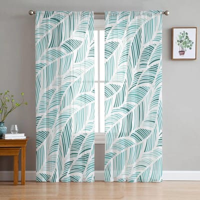 Abstracte Strandtextuur Zomer Slaapkamer Transparante Dunne Gordijnen Vakantiedecoratie Raam Voile Tule Gordijn 135W x 114H(cm) white