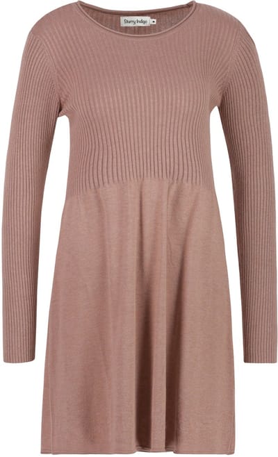 Starry Indigo - Dames Lange Mouwen Gebreide Jurk | Crème | Maat S/36