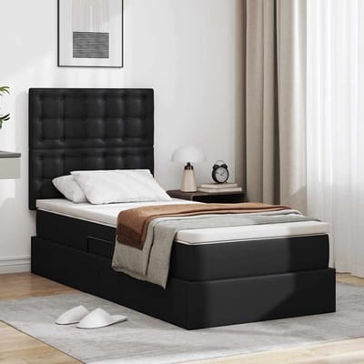 vidaXL Opbergbed met matras met opslag Zwart 100 x 200 cm Kunstleer