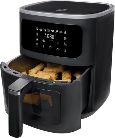 FRITEL Airfryer SnackTastic® 7620 – Heteluchtfriteuse 8L - Airfryer XXL – 1700W – Voor 1-8 Personen – Touchscreen – Airfryer met Kijkvenster & Verlichting – 8 Programma’s – PFAS-vrij – Zwart