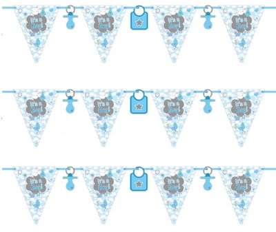Folat Vlaggenlijnen geboorte jongen - 3x stuks - blauw - 6 meter - Its a boy - Feestartikelen/versieringen