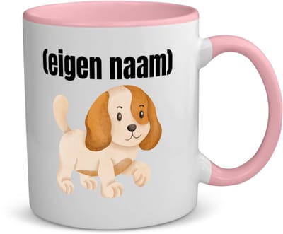 Akyol - klein hondje met eigen naam koffiemok - theemok - roze - Honden - honden liefhebbers - iemand die houdt van honden - verjaardag - cadeau - kado - 350 ML inhoud