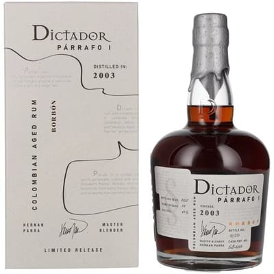 Dictador rum Dictador PÁRRAFO I 19 Years Old BORBÓN Vintage 2003 41% Vol. 0,7l in geschenkverpakking