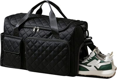 Handbagage Tas 45x36x20 cm voor Onderstoel, 27L Reistas voor Weekendtrips, Sport en Gym met Schoen- en Natvak, Zwart