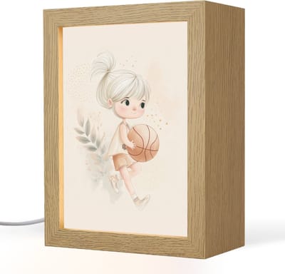 Nachtlampje 15x20 cm - Kinder lampje - Meisje - Basketbal - Minimalistisch - Tafellamp kinderkamer - Slaapkamer lamp - Bedlamp kinderen - Kinderlampje stopcontact - Wandlamp babykamer - Nachtlampjes