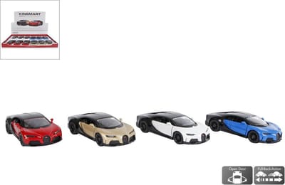 Bugatti Chiron Supersport Die Cast Pull Back 4ass 1:38 13cm verkoop per stuk Kinsmart