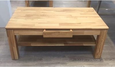 Salontafel Met Opbergruimte - Woonkamer Tafel - Ontspannen Zitten - Massief Hout - 70x115x46 cm - Naturel